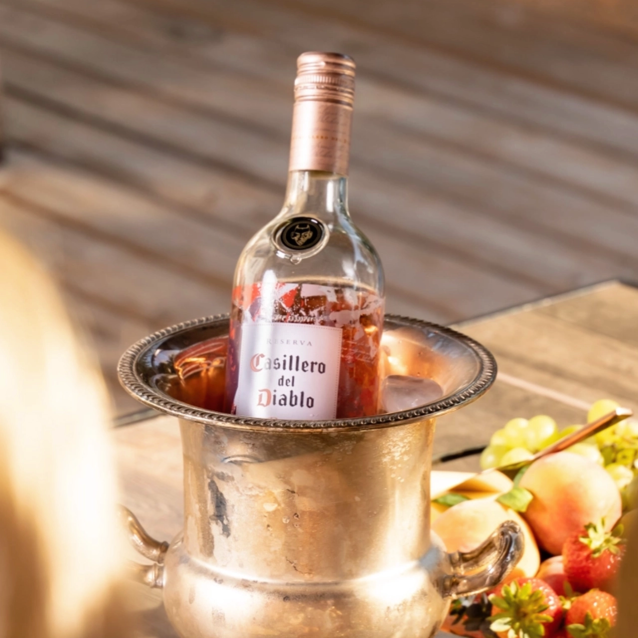 Casillero del Diable bottle of wine in an ice bucket