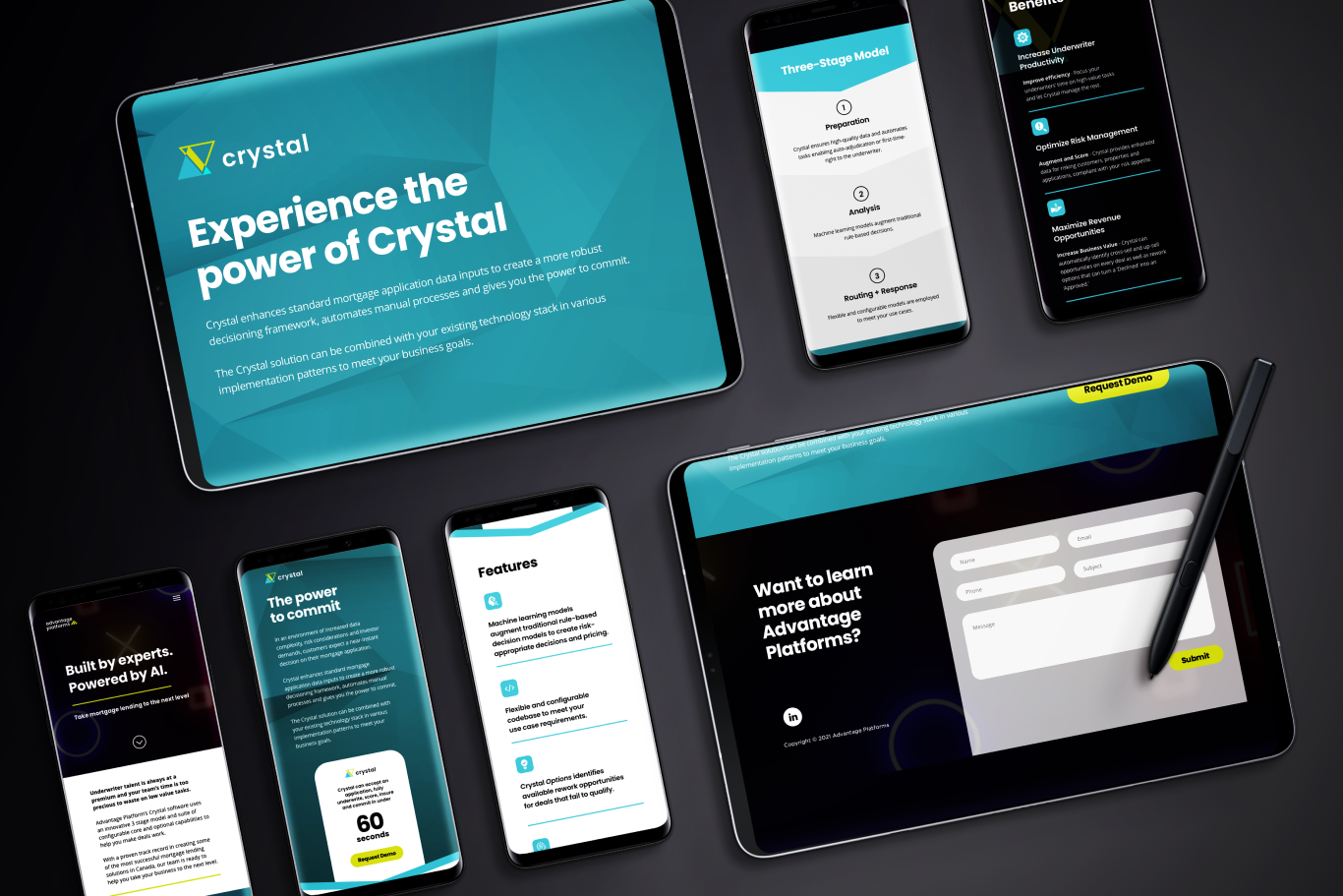 advantage platform website mockup on multiple devices