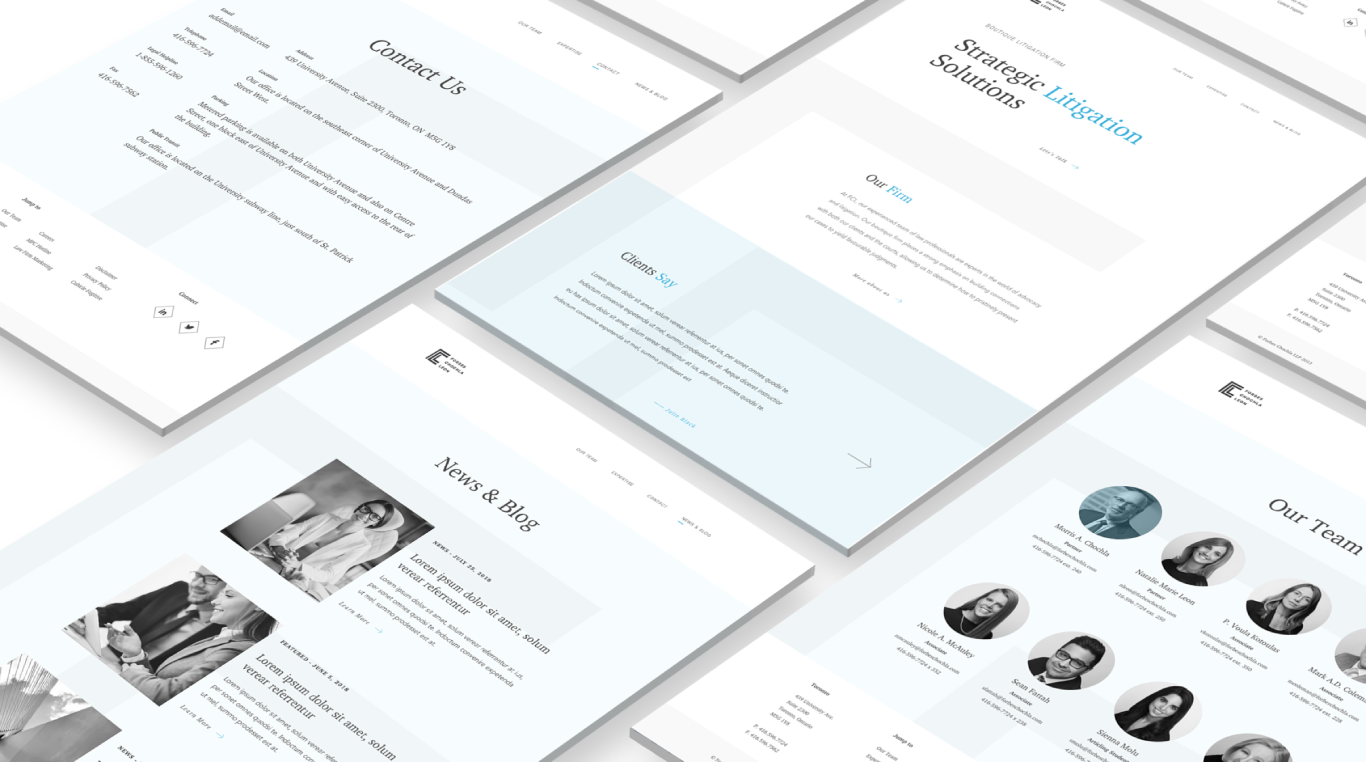 FCL website page mockups