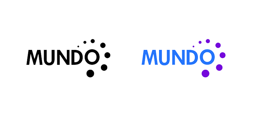 Mundo black and white logo and logo in colour side by side