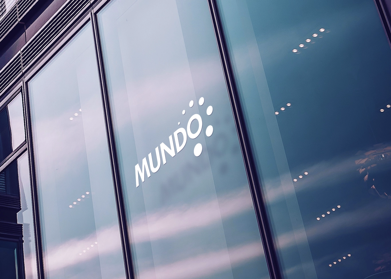Mundo logo on glass window