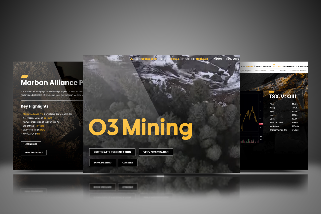 O3 Mining Website mockup design