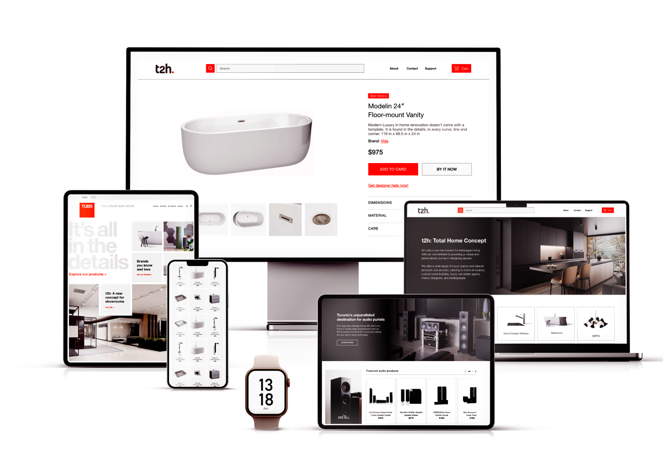 t2h website mockups on multiple devices