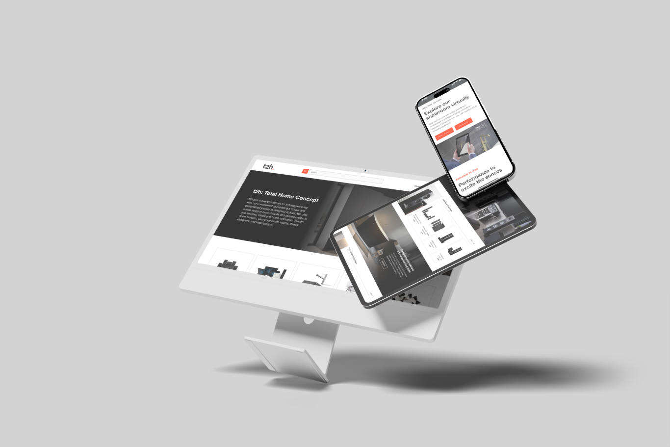 t2h website mockup on mac, ipad and iphone